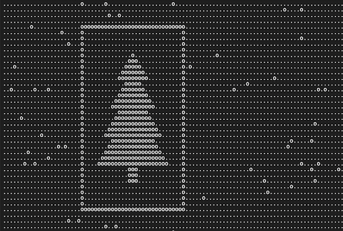 A Christmas tree rendered in Terminal from an Advent of Code challenge